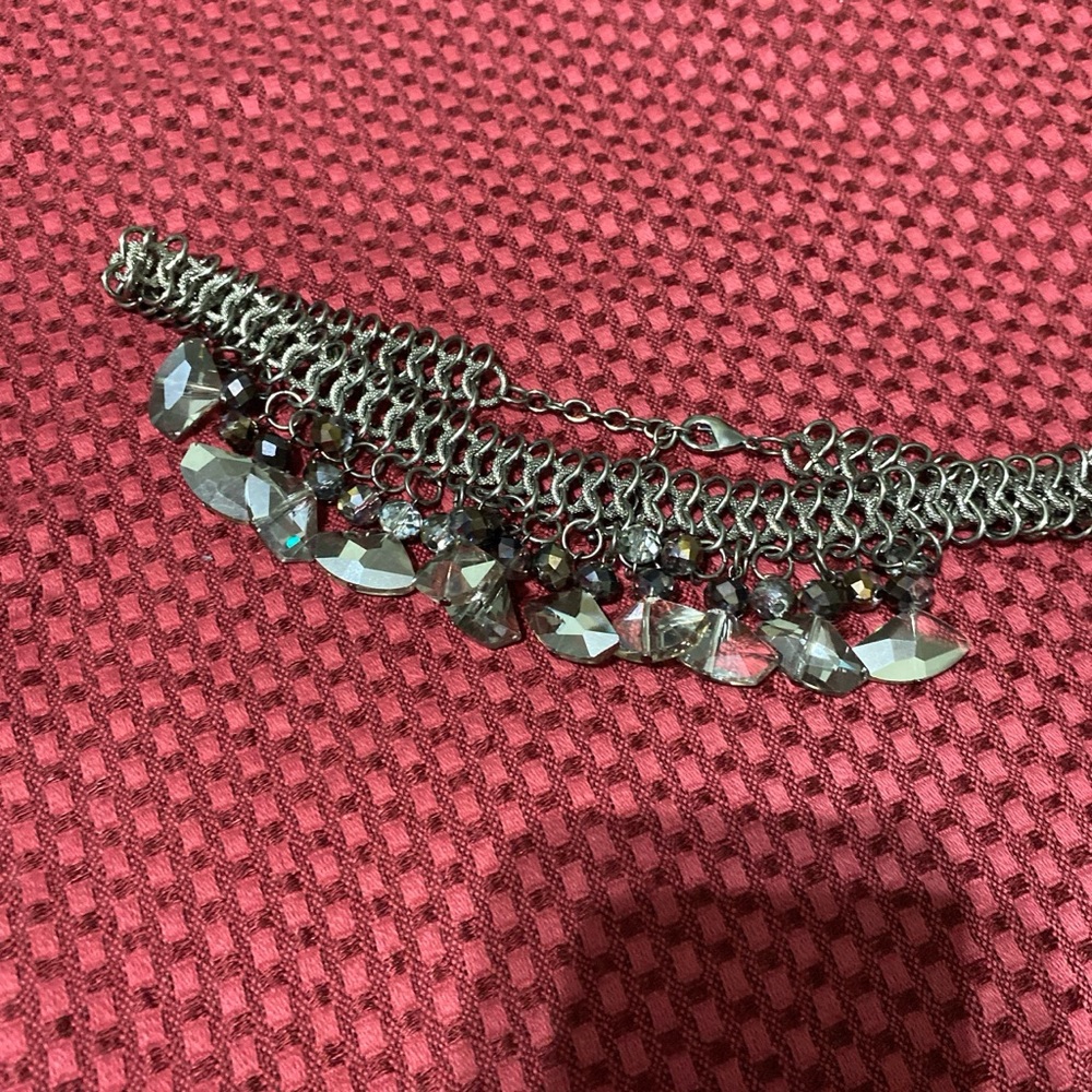 black and silver necklace